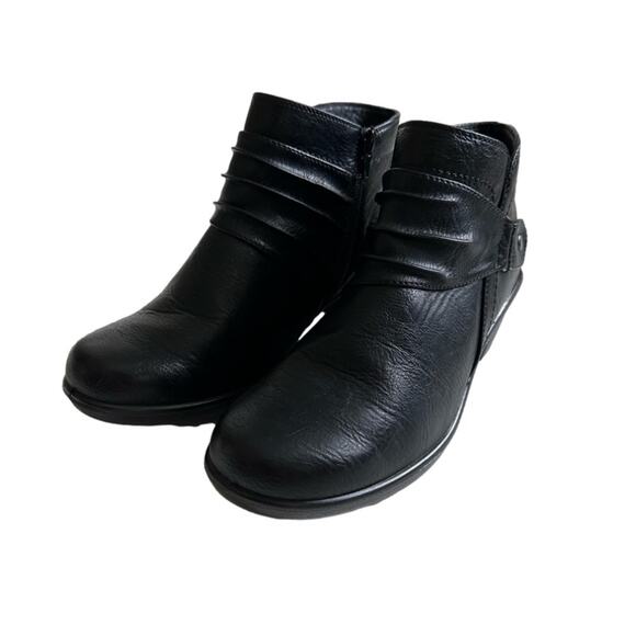 Easy Street Danita Bootie Black Ruched Overlay Side Zipper Ankle Boot Size 8W - Picture 11 of 13